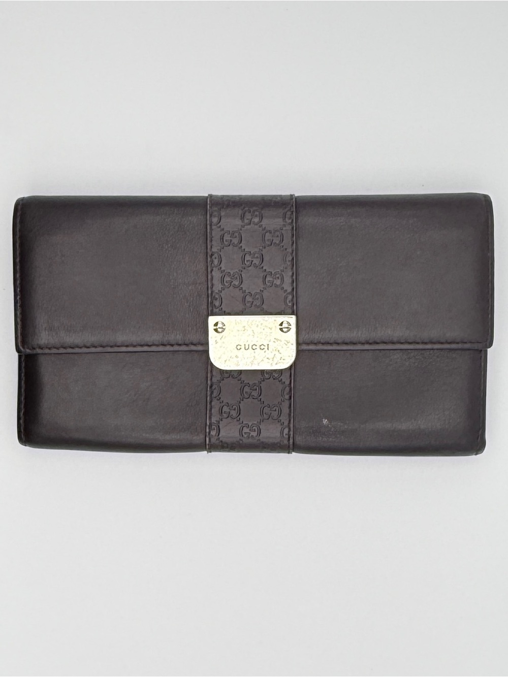 Gucci Guccissima Long Continental Flap Vintage Wallet Brown